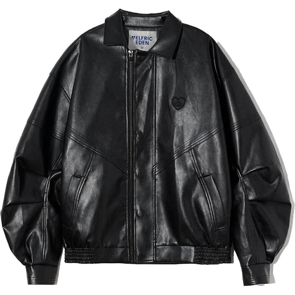 Aelfric Eden Womens Leather Black  Jacket Oversized Y2k  Jackets Coats